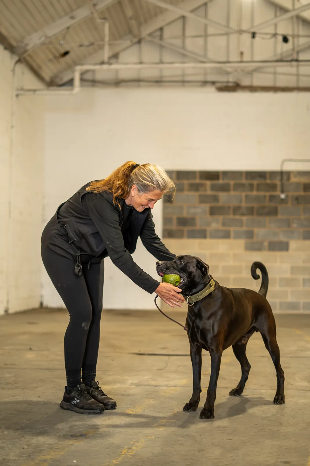 Caroline and her dog at The Blueprint Studio